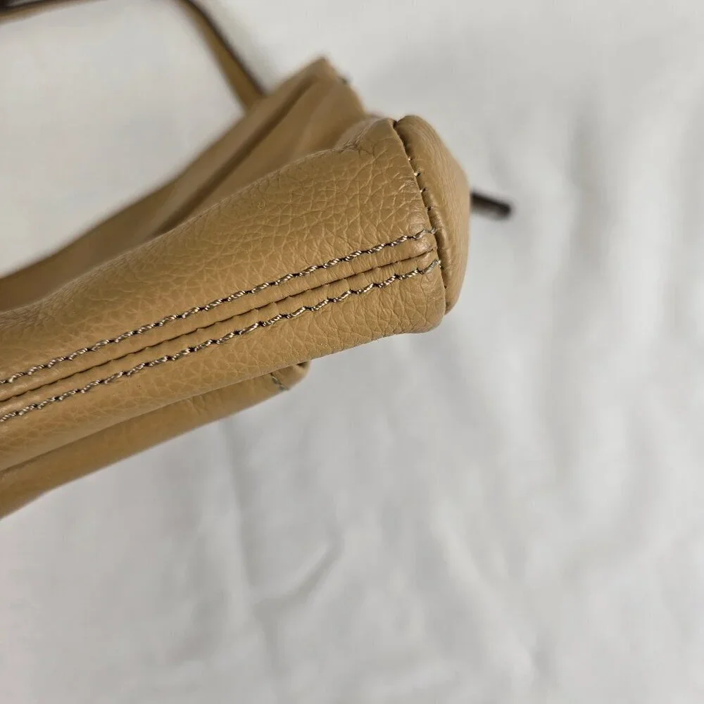 Tignanello Taupe Crossbody Bag 100% Leather Multiple Pockets Adjustable Strap